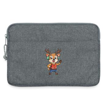 Hirsch Lustige Zeichentrickfigur Kopfhörer Musik - Laptoptasche 13" - Grau meliert - Vorne