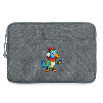 Parrot Funny Cartoon Character Headphone Music - Laptop bag 13" - heather grey - Front