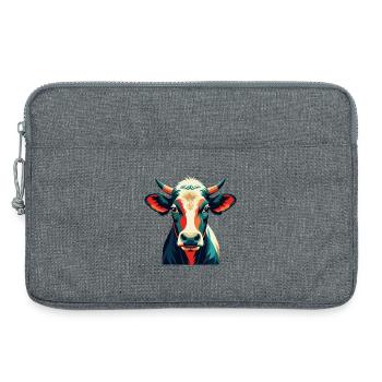 Kuh Cartoon Figur Buntes Haustier Tier - Laptoptasche 13" - Grau meliert - Vorne