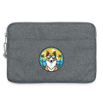 Smooth Collie Chien Race Dessin Animé Lunettes de Soleil Plage - Sacoche pour ordinateur portable 13 pouces - gris chiné - Devant