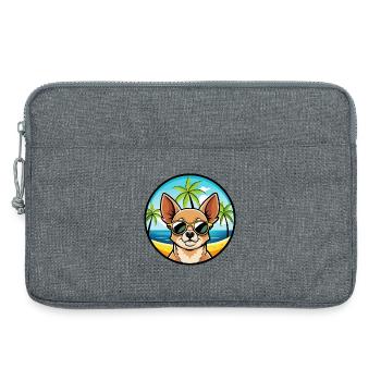 Chihuahua Dog Breed Cartoon Sunglasses Beach - Laptop bag 13" - heather grey - Front
