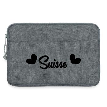 SUISSE. HUMOUR. PAYS. DRAPEAU. GENEVE. LAUSANNE - Sacoche pour ordinateur portable 13 pouces - gris chiné - Devant
