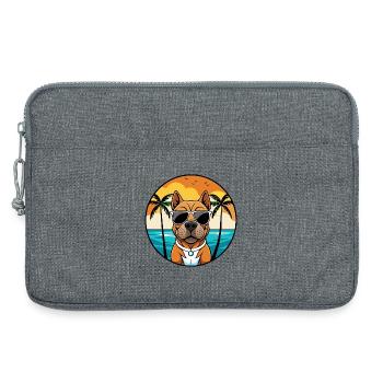 Staffordshire Bull Terrier Dog Breed Cartoon Beach - Laptop bag 13" - heather grey - Front