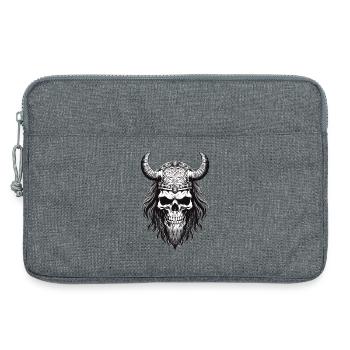Mystischer Draugr Wikinger Schädel - Laptoptasche 13" - Grau meliert - Vorne