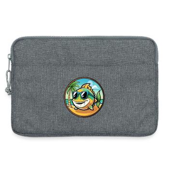 Fisch Lustige Cartoon Sommer Strand Sonnenbrille Aufkleber - Laptoptasche 13" - Grau meliert - Vorne