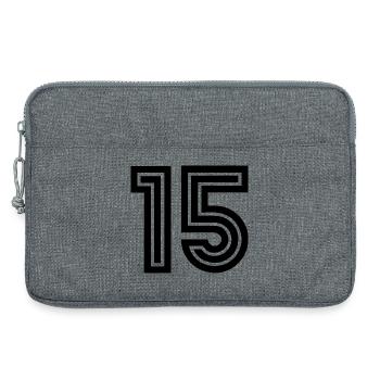 15. 15 ANS. 15e ANNIVERSAIRE. ANNIVERSAIRE 15 ANS. - Sacoche pour ordinateur portable 13 pouces - gris chiné - Devant