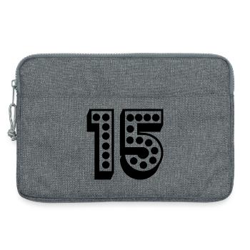 15. 15 ANS. 15e ANNIVERSAIRE. ANNIVERSAIRE 15 ANS. - Sacoche pour ordinateur portable 13 pouces - gris chiné - Devant