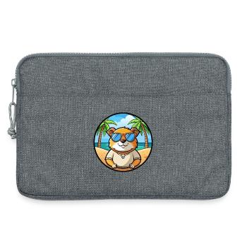 Cochon d’Inde Drôle Dessin Animé Plage Été Lunettes de soleil - Sacoche pour ordinateur portable 13 pouces - gris chiné - Devant