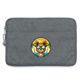 Yorkshire Terrier Chien Race Dessin Animé Plage - Sacoche pour ordinateur portable 13 pouces - gris chiné - Devant