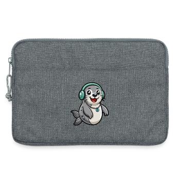Seal Funny Cartoon Character Musique de casque - Sacoche pour ordinateur portable 13 pouces - gris chiné - Devant