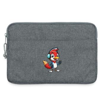 Woodpecker Funny Cartoon Character Musique de casque - Sacoche pour ordinateur portable 13 pouces - gris chiné - Devant