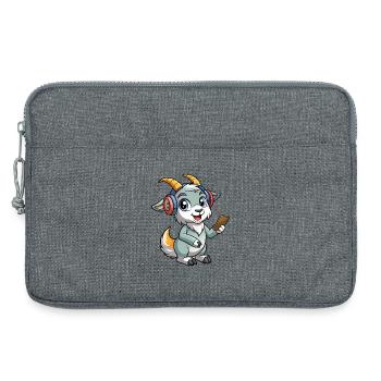 Ziege Lustige Zeichentrickfigur Kopfhörer Musik - Laptoptasche 13" - Grau meliert - Vorne