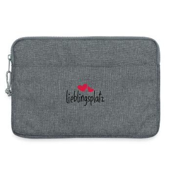 Lieblingsplatz Kissen mit Herz - Laptoptasche 13" - Grau meliert - Vorne