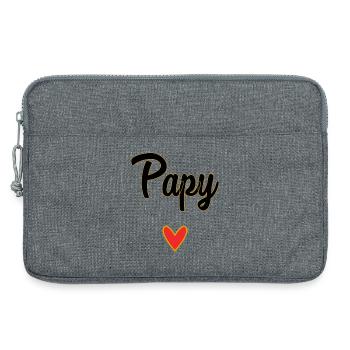 PAPY. PAPA. FÊTE DES PÈRES. BONNE FÊTE PAPA - Sacoche pour ordinateur portable 13 pouces - gris chiné - Devant