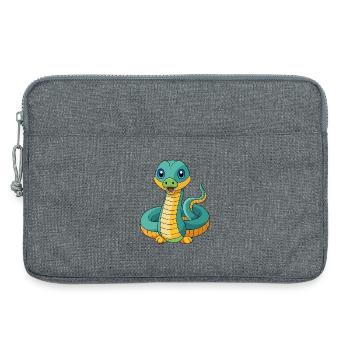 Anaconda Mascotte mignonne Personnage de dessin animé Kawaii - Sacoche pour ordinateur portable 13 pouces - gris chiné - Devant