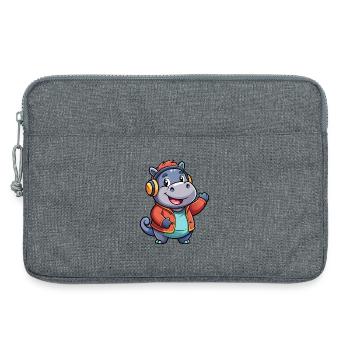Hippo Funny Cartoon Character Musique de casque - Sacoche pour ordinateur portable 13 pouces - gris chiné - Devant