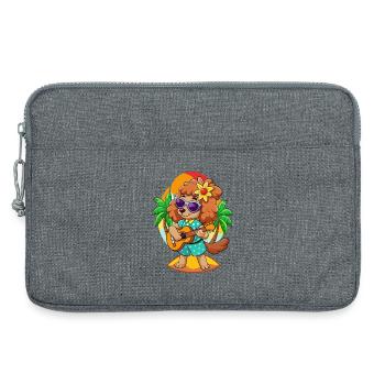 Drôle Caniche Chien Dessin Animé Plage D’été Lunettes De Soleil - Sacoche pour ordinateur portable 13 pouces - gris chiné - Devant