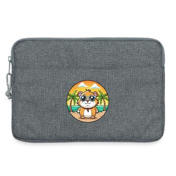Cochon d’Inde Drôle Dessin Animé Plage Été Lunettes de soleil - Sacoche pour ordinateur portable 13 pouces - gris chiné - Devant