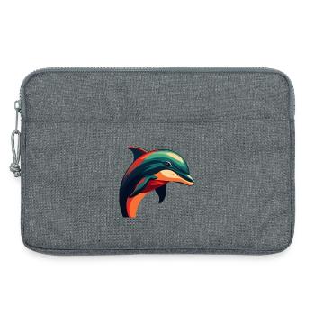 Delfin Cartoon Figur Buntes Haustier Tier - Laptoptasche 13" - Grau meliert - Vorne