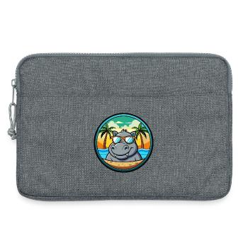 Nilpferd Lustige Cartoon Sommer Strand Sonnenbrille Cool - Laptoptasche 13" - Grau meliert - Vorne