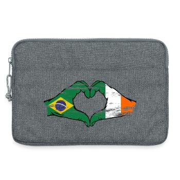 Brésil Irlande Drapeau Aiguilles Coeur Forme Utilisé - Sacoche pour ordinateur portable 13 pouces - gris chiné - Devant