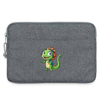 Eidechse Lustige Zeichentrickfigur Kopfhörer Musik - Laptoptasche 13" - Grau meliert - Vorne
