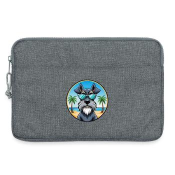 Schnauzer géant chien race dessin animé lunettes de soleil plage - Sacoche pour ordinateur portable 13 pouces - gris chiné - Devant
