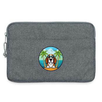 Basset Bleu De Gascogne Hunderasse Cartoon Beach - Laptoptasche 13" - Grau meliert - Vorne