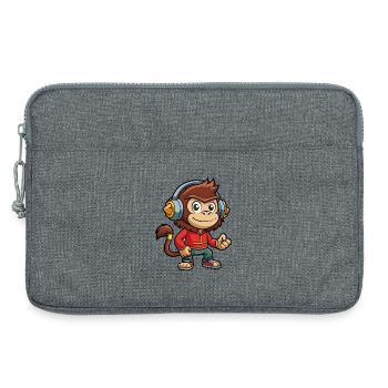 Affe Lustige Zeichentrickfigur Kopfhörer Musik - Laptoptasche 13" - Grau meliert - Vorne