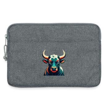 Taureau Personnage De Dessin Animé Animal De Compagnie Coloré - Sacoche pour ordinateur portable 13 pouces - gris chiné - Devant
