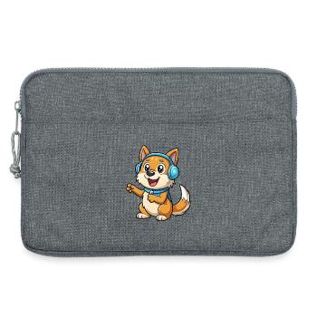 Hund Lustige Zeichentrickfigur Kopfhörer Musik - Laptoptasche 13" - Grau meliert - Vorne
