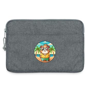 Cochon d’Inde Drôle Dessin Animé Plage Été Lunettes de soleil - Sacoche pour ordinateur portable 13 pouces - gris chiné - Devant