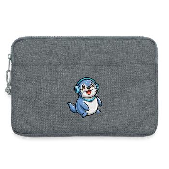 Seal Funny Cartoon Character Musique de casque - Sacoche pour ordinateur portable 13 pouces - gris chiné - Devant
