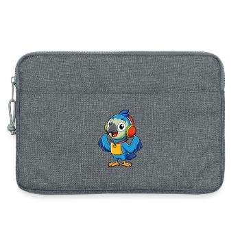 Parrot Funny Cartoon Character Headphone Music - Laptop bag 13" - heather grey - Front