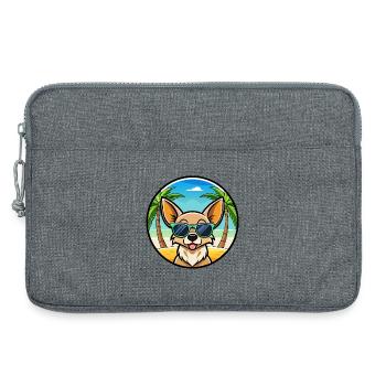 Chihuahua Dog Breed Cartoon Sunglasses Beach - Laptop bag 13" - heather grey - Front