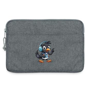 Elster Lustige Zeichentrickfigur Kopfhörer Musik - Laptoptasche 13" - Grau meliert - Vorne