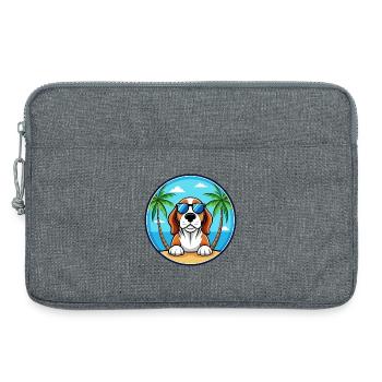 Basset Bleu De Gascogne Hunderasse Cartoon Beach - Laptoptasche 13" - Grau meliert - Vorne