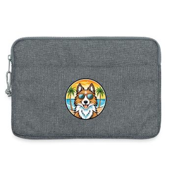 Scotch Collie Chien Race Dessin Animé Lunettes de Soleil Plage - Sacoche pour ordinateur portable 13 pouces - gris chiné - Devant