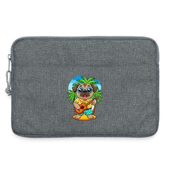Drôle Carlin Chien Dessin Animé Lunettes De Soleil Plage D’été - Sacoche pour ordinateur portable 13 pouces - gris chiné - Devant