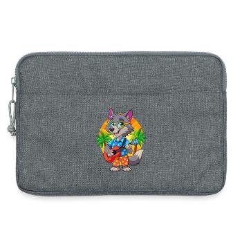 Lustige Wolf Cartoon Sommer Strand Sonnenbrille Gitarre - Laptoptasche 13" - Grau meliert - Vorne