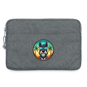 Schnauzer géant chien race dessin animé lunettes de soleil plage - Sacoche pour ordinateur portable 13 pouces - gris chiné - Devant