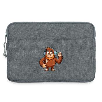 Big Foot Lustige Zeichentrickfigur Kopfhörer Musik - Laptoptasche 13" - Grau meliert - Vorne