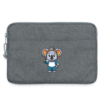 Koala Lustige Cartoon Figur Kopfhörer Musik - Laptoptasche 13" - Grau meliert - Vorne