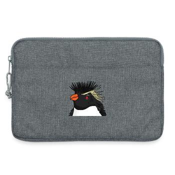 Penguin with hair rockhopper penguin - Laptop bag 13" - heather grey - Front