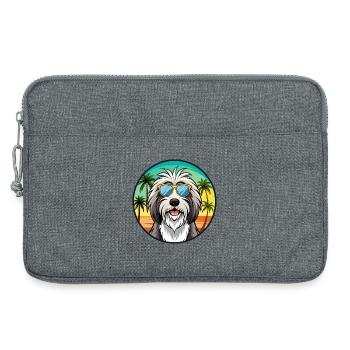 Bärtiger Collie Hund Rasse Cartoon Sonnenbrille Strand - Laptoptasche 13" - Grau meliert - Vorne