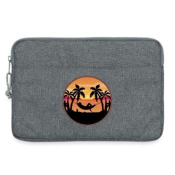 Coucher de soleil au bord de la mer - Palmiers avec hamac - Sacoche pour ordinateur portable 13 pouces - gris chiné - Devant