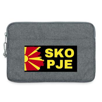 La ville de Skopje avec le drapeau de la Macédoine du Nord - Sacoche pour ordinateur portable 13 pouces - gris chiné - Devant