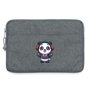Panda Drôle Dessin Animé Personnage Casque Musique - Sacoche pour ordinateur portable 13 pouces - gris chiné - Devant
