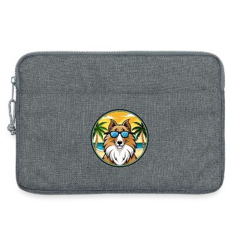 Rough Collie Chien Race Dessin Animé Lunettes De Soleil Plage - Sacoche pour ordinateur portable 13 pouces - gris chiné - Devant