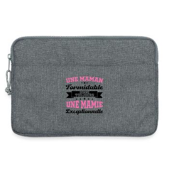 Cadeau pour Grand-Mère - Une Mamie Exceptionnelle - Sacoche pour ordinateur portable 13 pouces - gris chiné - Devant